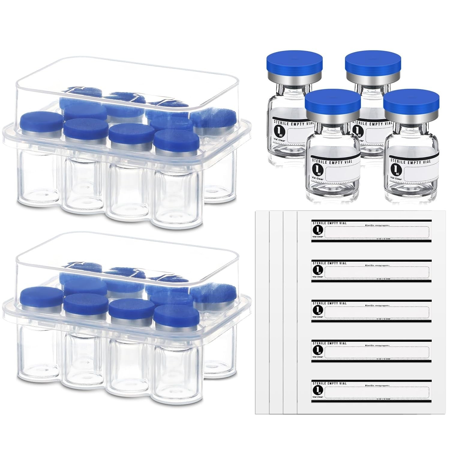 20 Pcs 1ml Sealed Sterile Empty Vials with Self Healing Injection Port Glass …