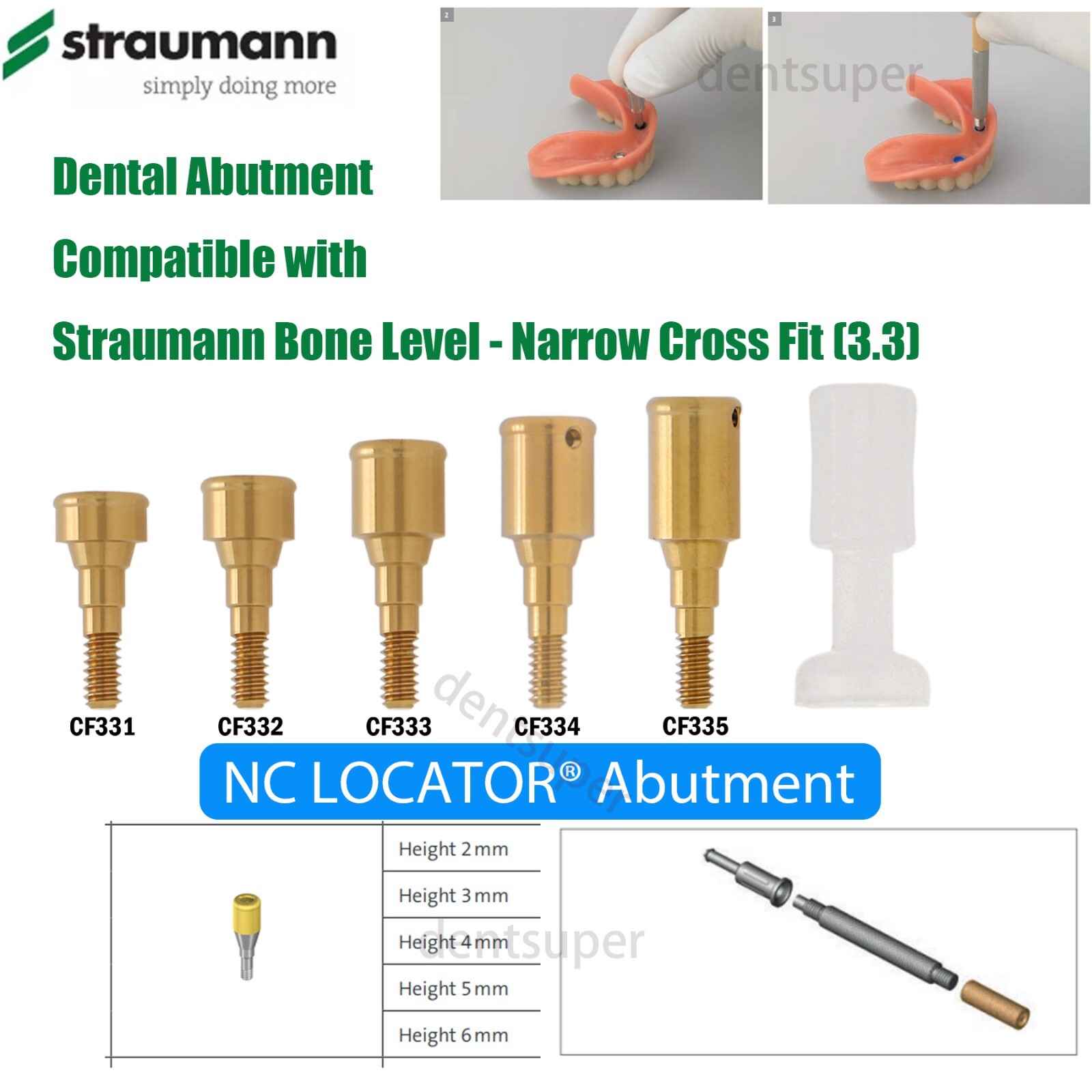 Locator Attachment Abutment for Straumann ITI BLT Implants Locator Male Cap Tool