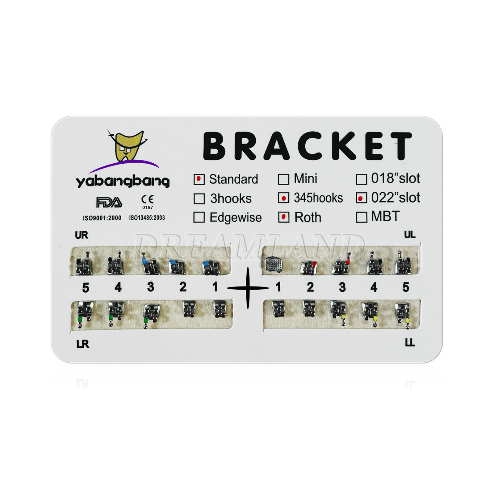 Dental Orthodontic Brackets Braces Standard Roth .022 Hooks 3-4-5 FDA CE