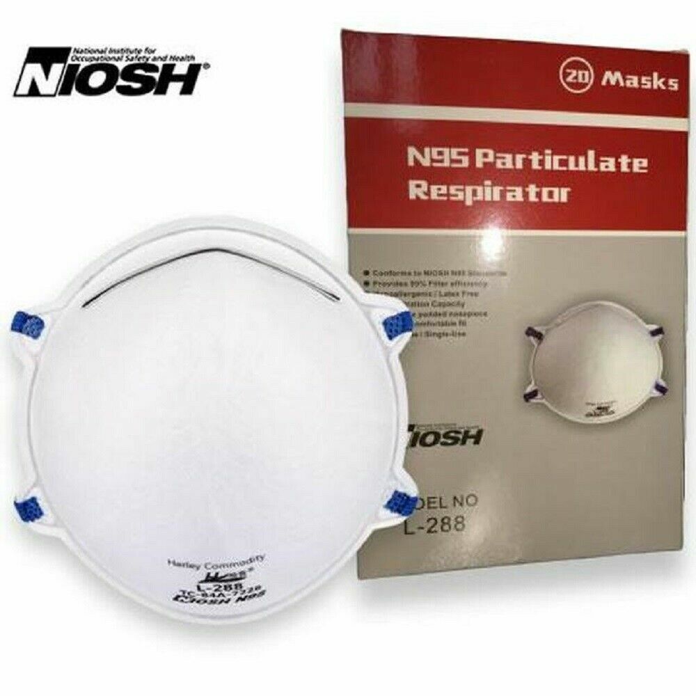 Harley NIOSH Approved N95 Particulate Respirator Cup Design Face Mask – 20 PACK