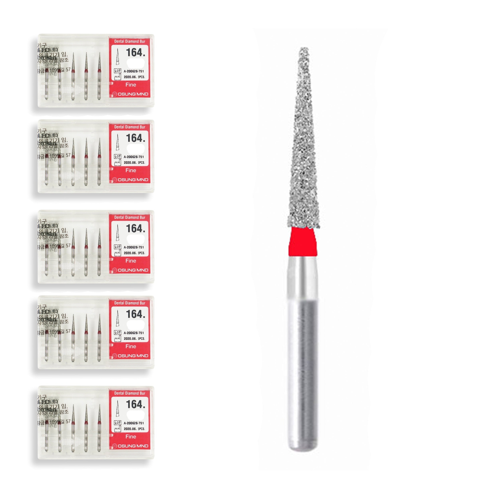Conical Pointed, Slender 1.4 mm Dia. Fine Grit Diamond Dental Bur 25 Pcs.