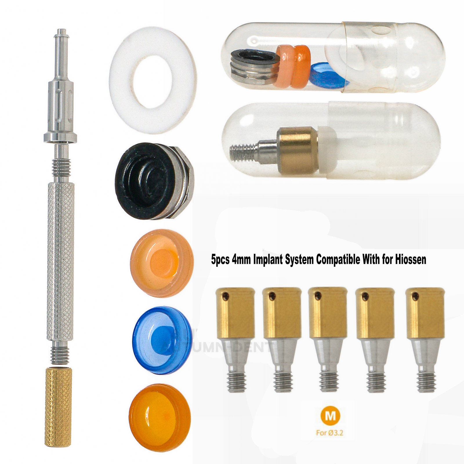 Dental Mini Ø3.2 Regular Attachment Abutments Male Caps for Hiossen 3/4/5mm