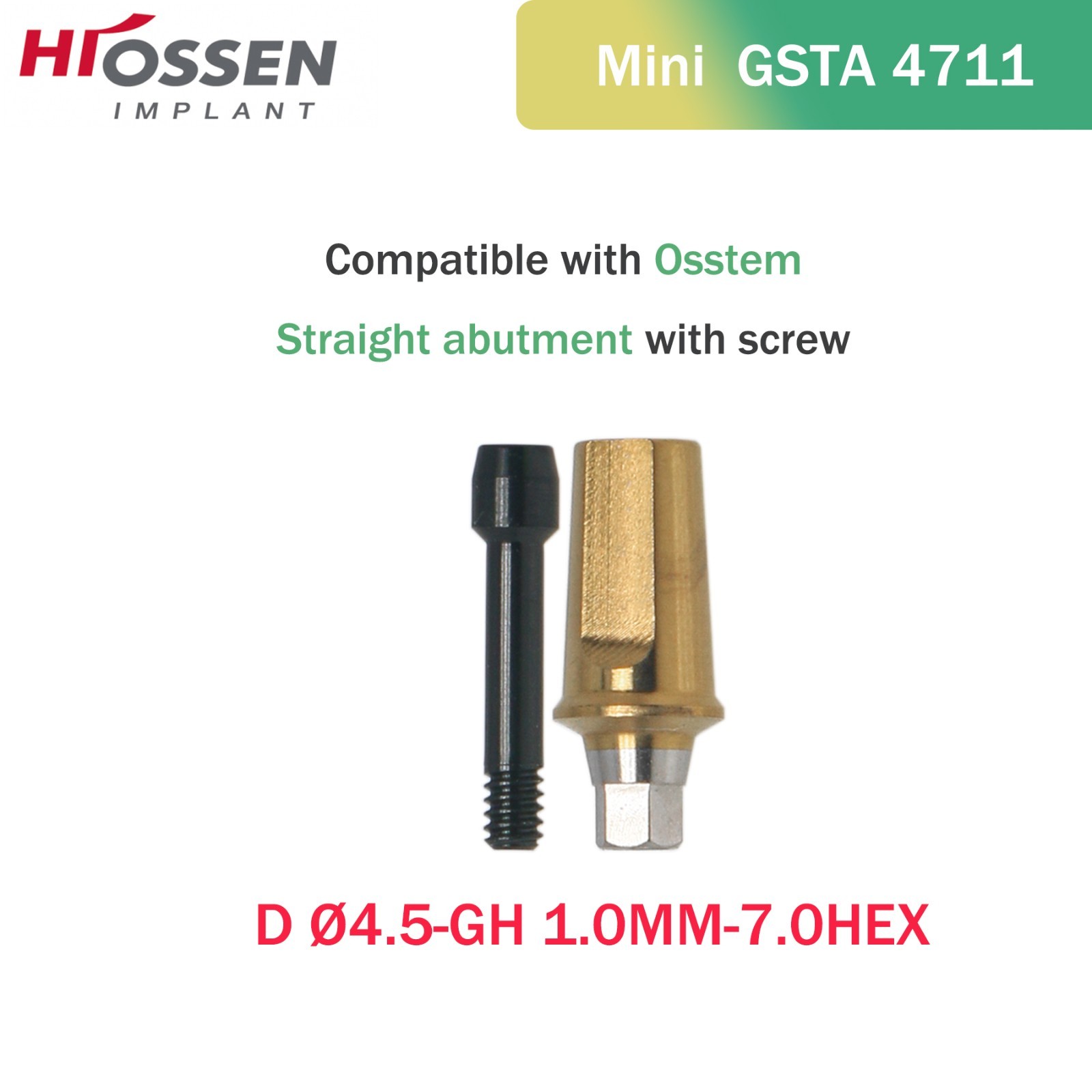 Hiossen Osstem Straight Transfer Abutment Hex Platform GH ET/TS/GS/DIO Compat