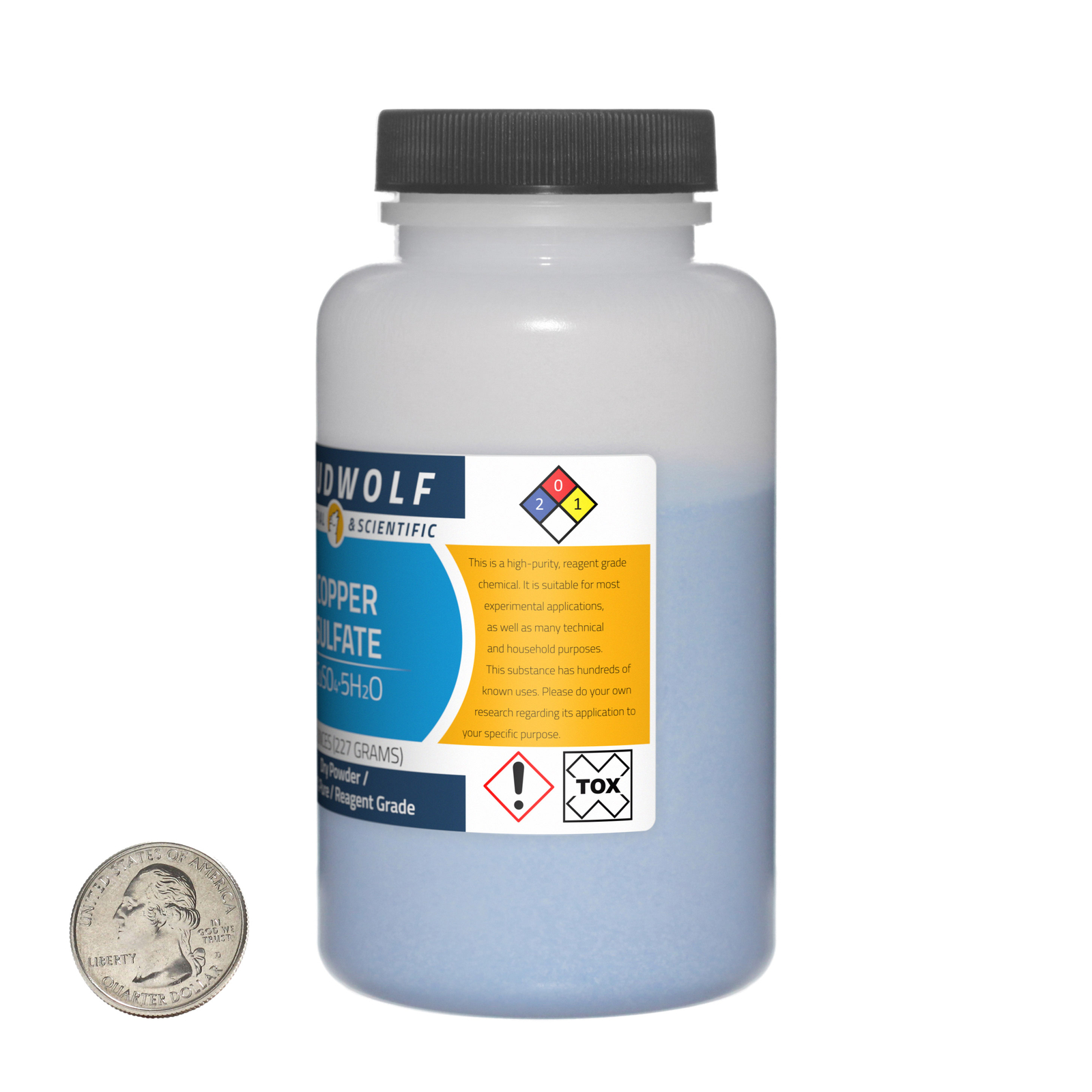 Copper Sulfate / 8 Ounce Bottle / 99.7% Pure Reagent Grade / Dry Powder / USA