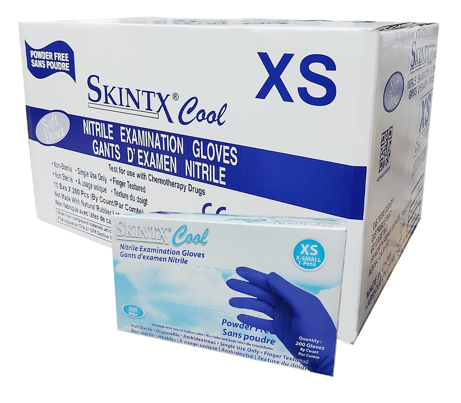 Nitrile Examination Gloves Skintx Cool, 2000 pcs (XS, Small, Medium, Large, XL)