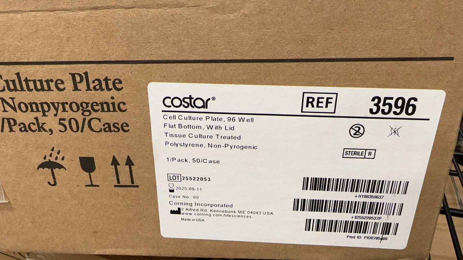 Corning Costar 3596,Cell Culture Plate, 96 well, Flat Bottom, with Lid. 50/Case