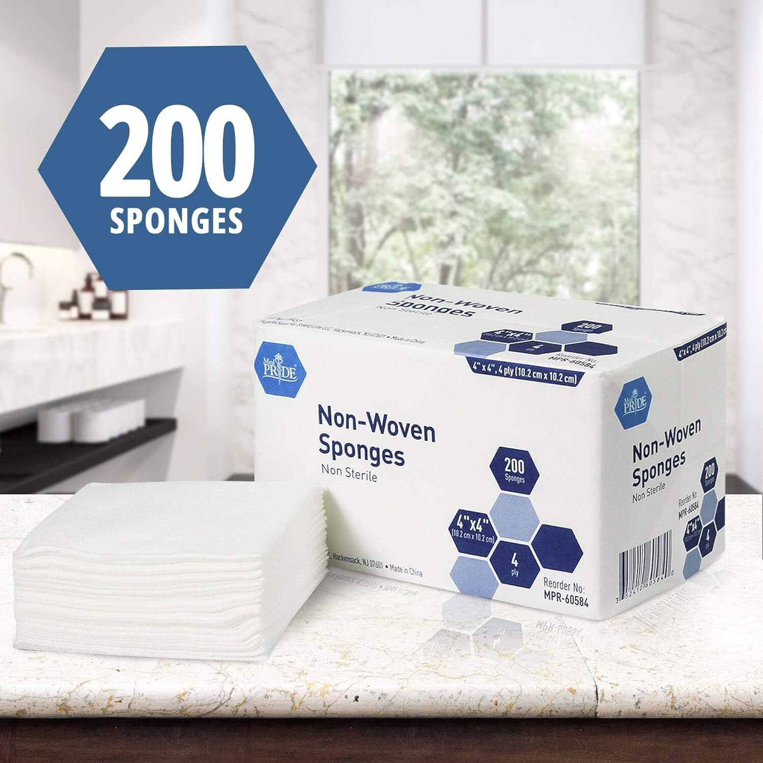 200 4×4 Non Woven Sponges 4-Ply, Non-Sterile Cotton Dental Medical Gauze Pads US