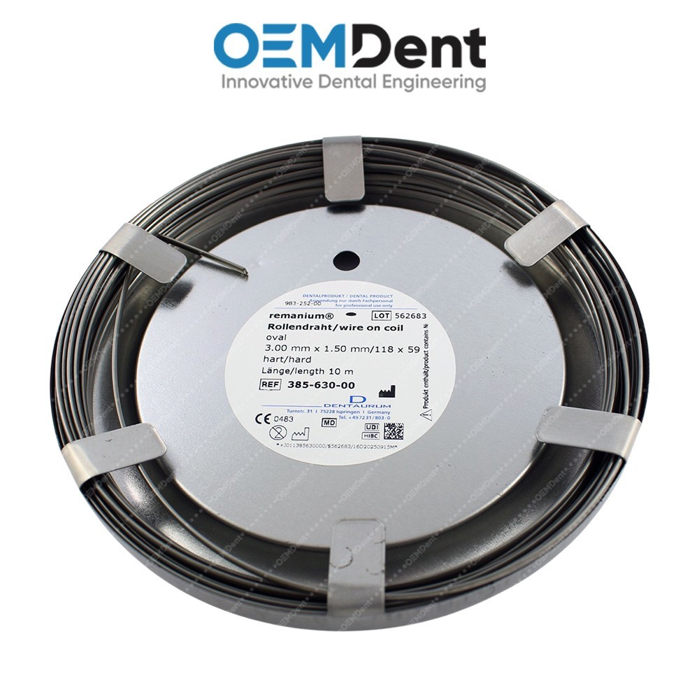 Dentaurum Remanium Coil Oval Wire ø3.0×1.5mm Hard Stainless Steel 10m