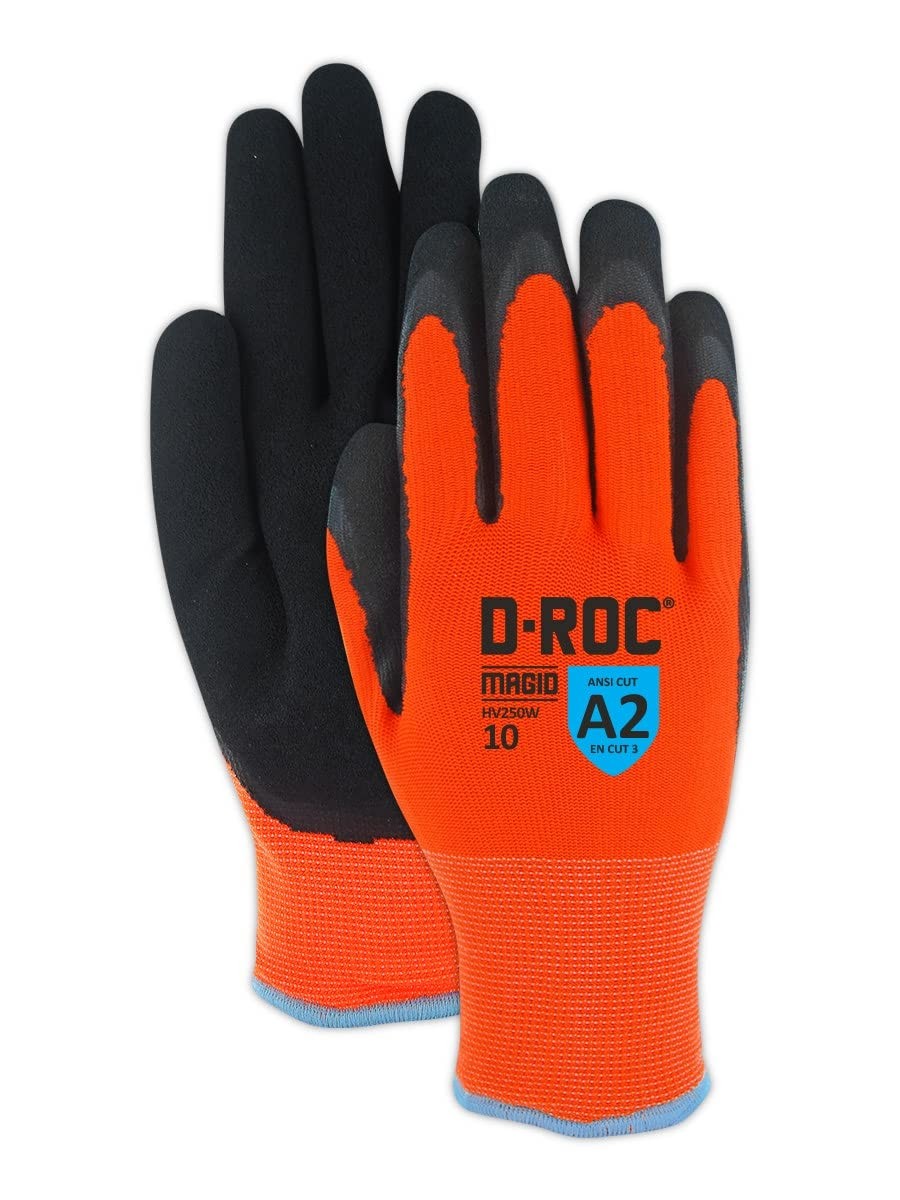 Magid Roc Ansi A2 Waterproof Thermal Sandy Nitrile Coated Work Gloves 12 Pairs
