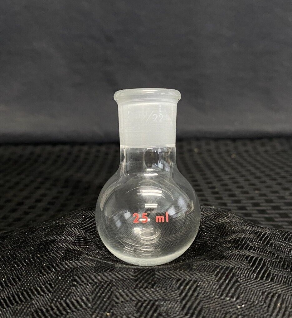 Ace Glass 25mL Glass Single Neck Round Bottom Flask 19/22 Outer Joint, 9458-217