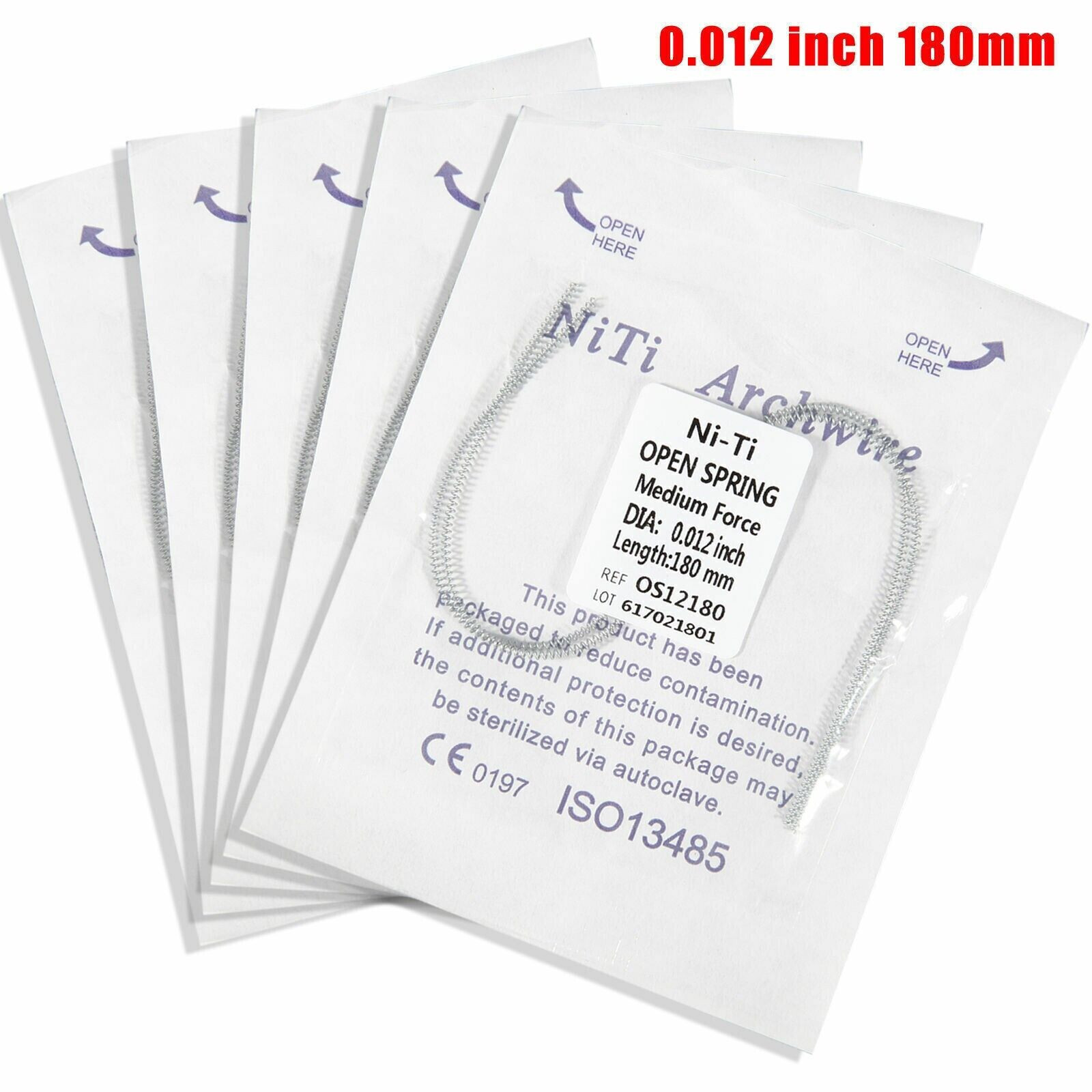 2 Pcs/Pack Dental Orthodontic Open Coil Spring Niti Arch Wire 0.012*180mm