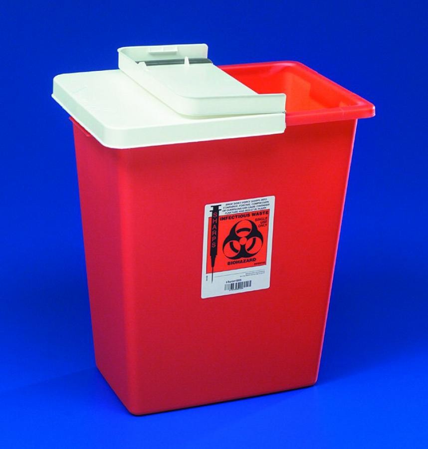 SharpSafety Sharps Container 173/4x11x151/2″ 8 gal Red Vertical Entry Plastic 1
