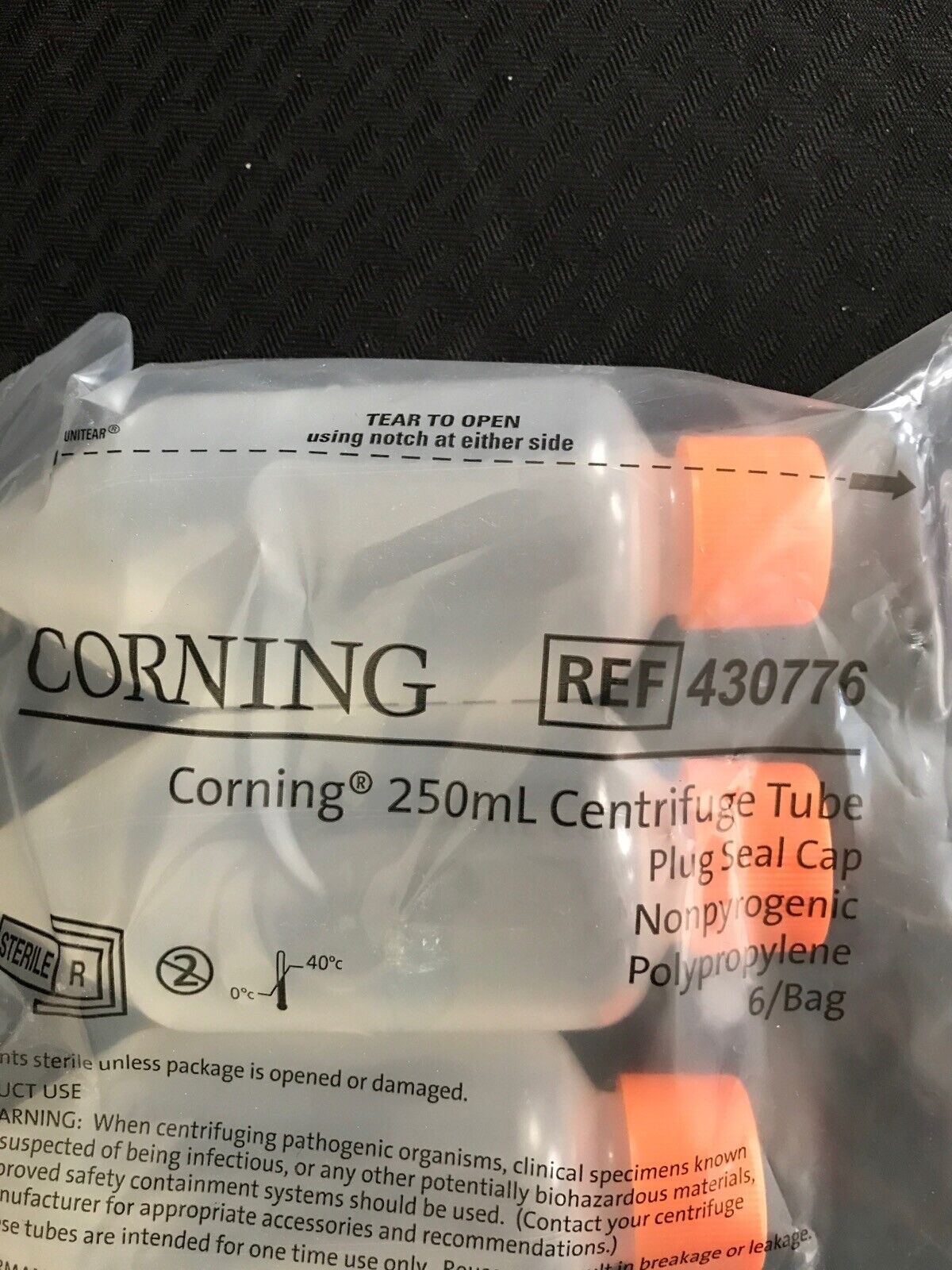 (102/Cs) CORNING 250mL PP Graduated Centrifuge Tube Plug Seal Cap Sterile 430776