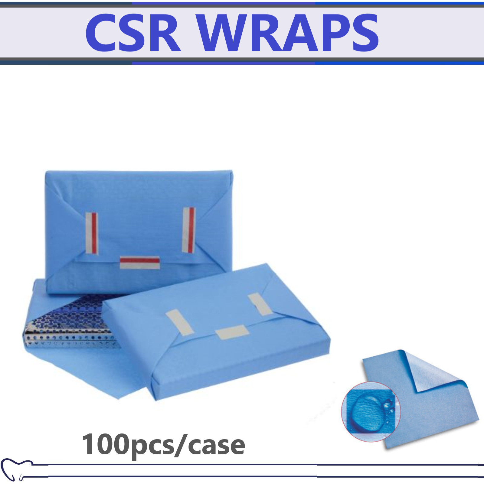 Autoclave CSR Sterilization Wrap 12 x 12, 15 x 15, 20″x20″, 24 x 24, 100pcs/Bag