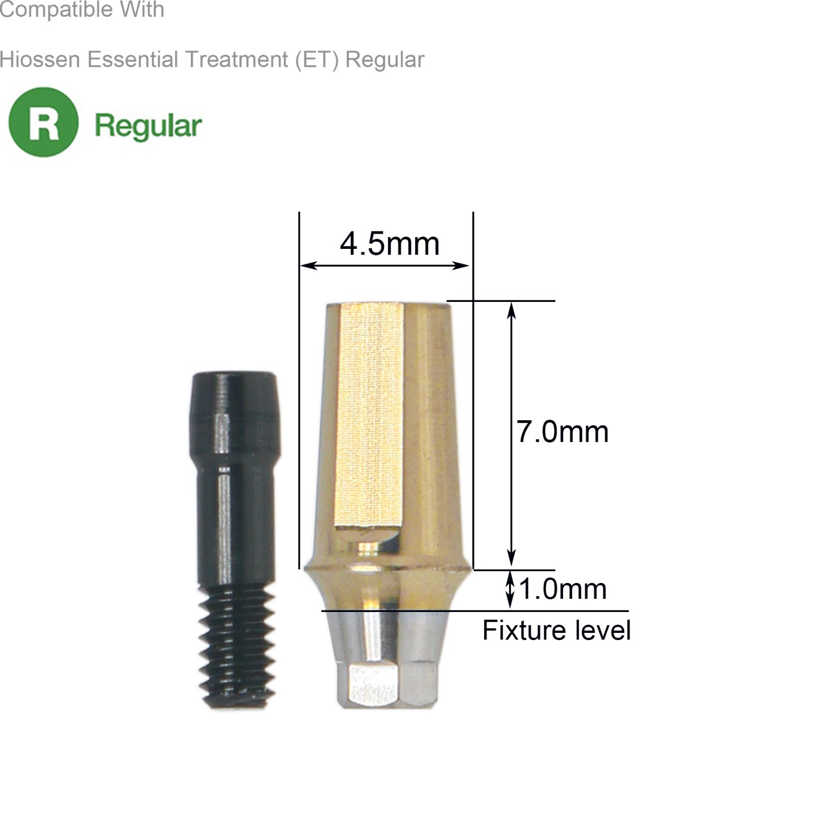 Dental Regular Straight Abutment with Screw for Hiossen Osstem Dia 4.5mm 1-5mmGH