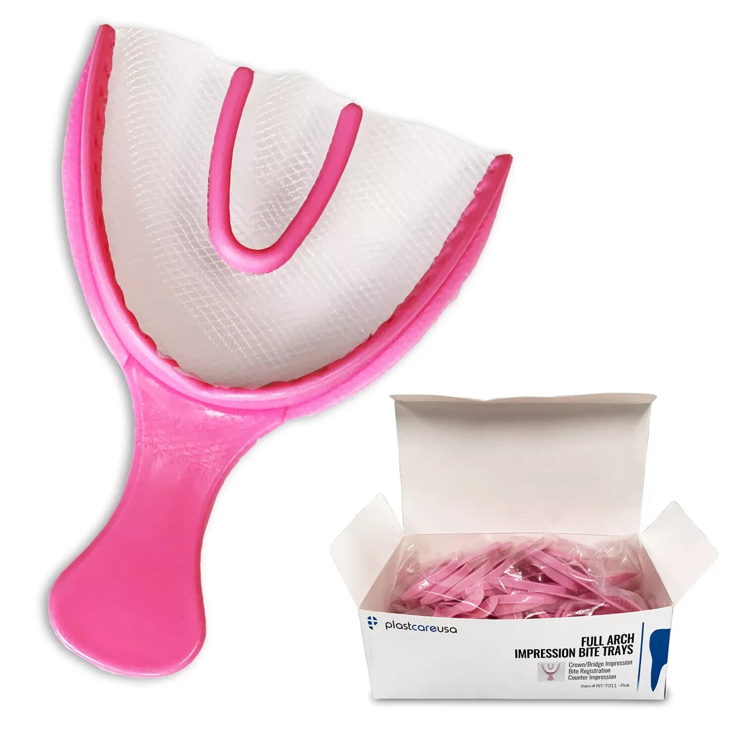 60 Dental Impression Bite Registration Triple Trays Molding, (Pink) (Full Arch)