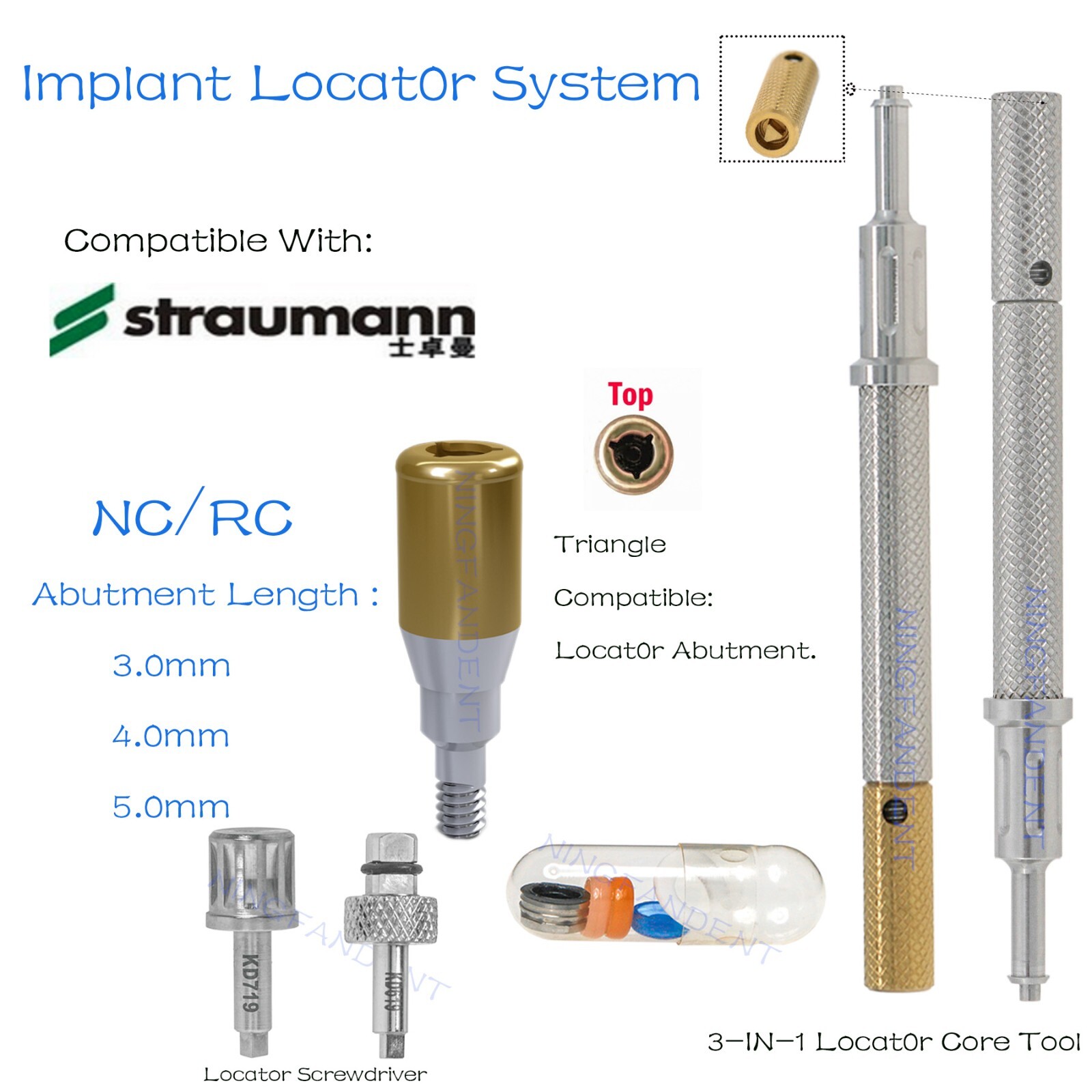 Dental Locat0r Driver Tool,Implant Locat0r Abutment NC/RC Insert Caps For ITI