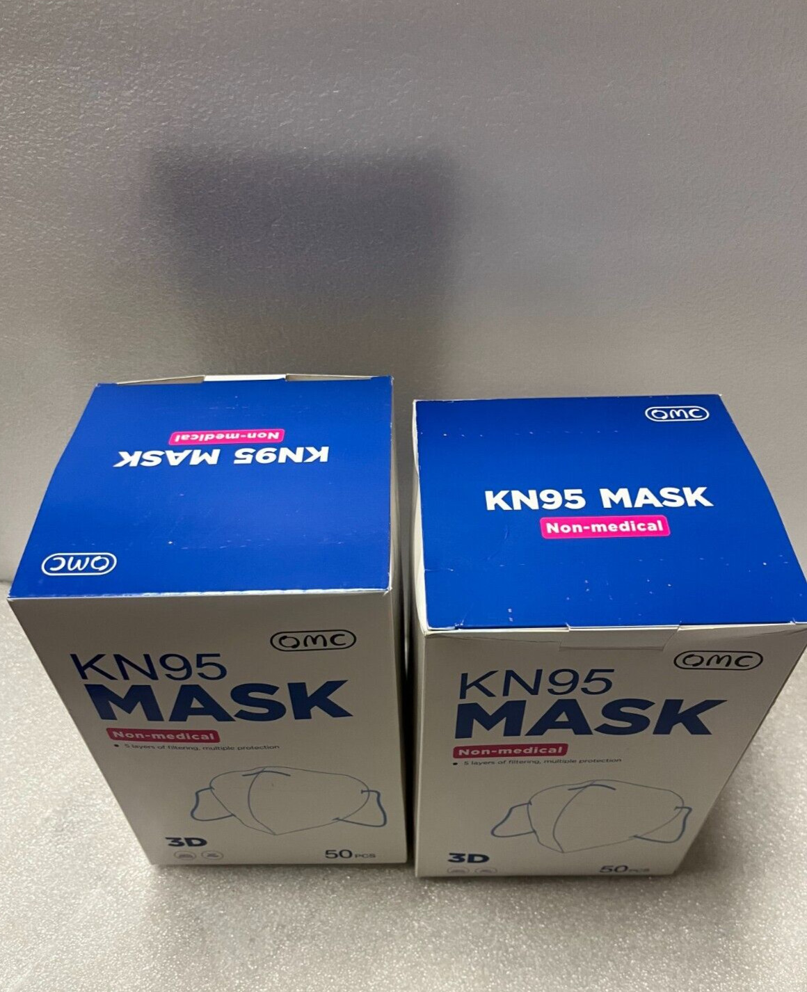 Lot of 100 Pcs (2 Boxes) OMC N95 Non-Medical Mask 5 Layers of Filtering
