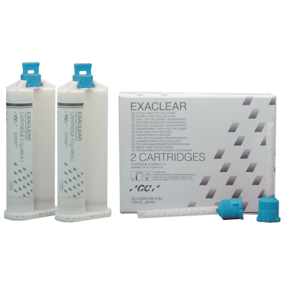 GC Exaclear Dental Clear Vinyl Polysiloxane VPS Bite Registration 2 Cartridges