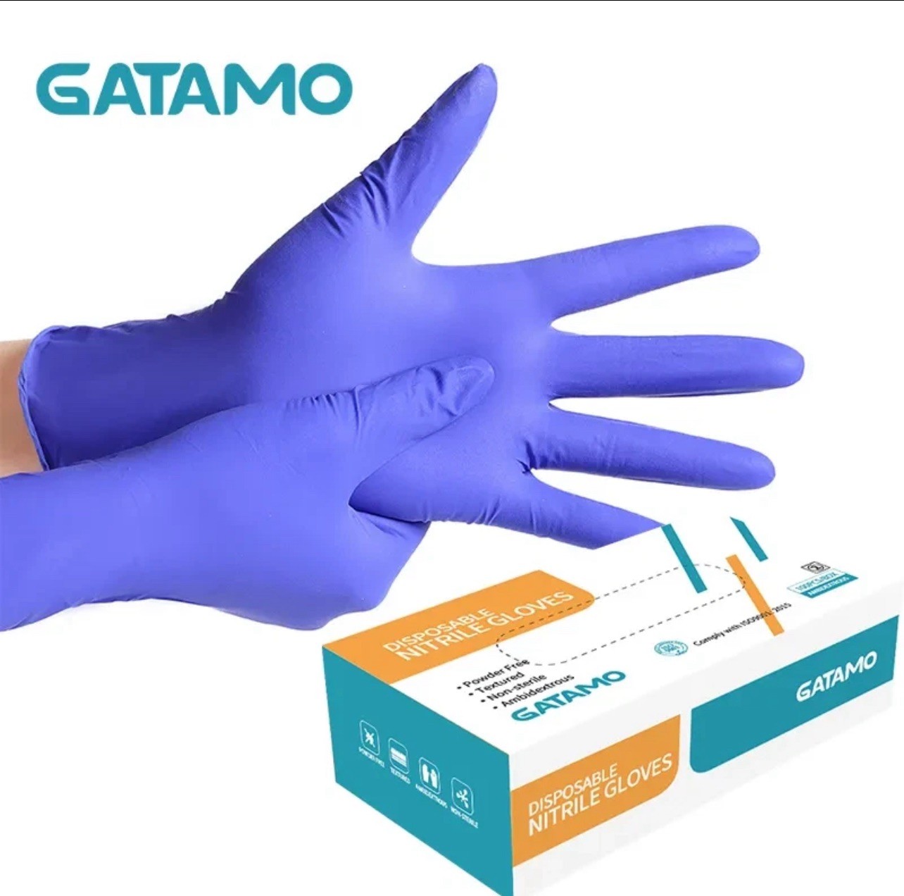 GATAMO – PURPLE NITRILE GLOVES – DISPOSABLE & POWDER FREE – BOX OF 100 – M, L