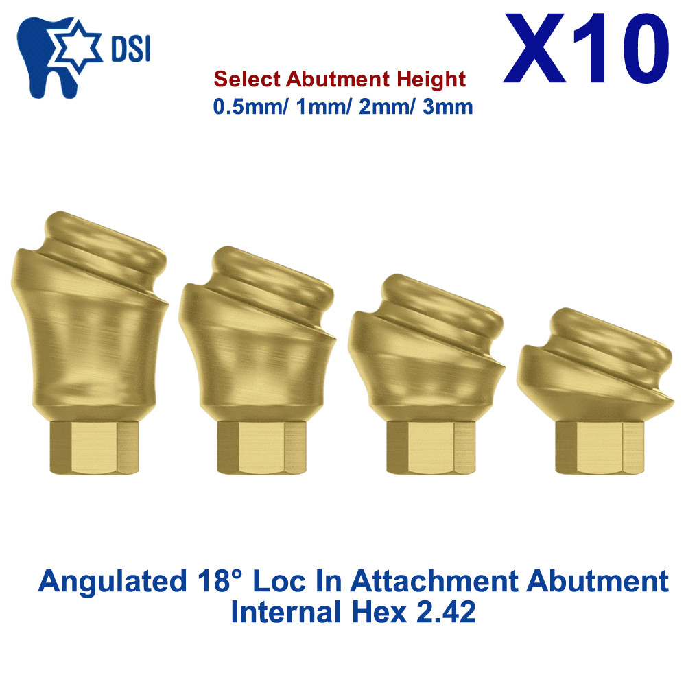 10x Dental Fixture Angulated 18° Loc In Attachment Adapter Head Int Hex 2.42