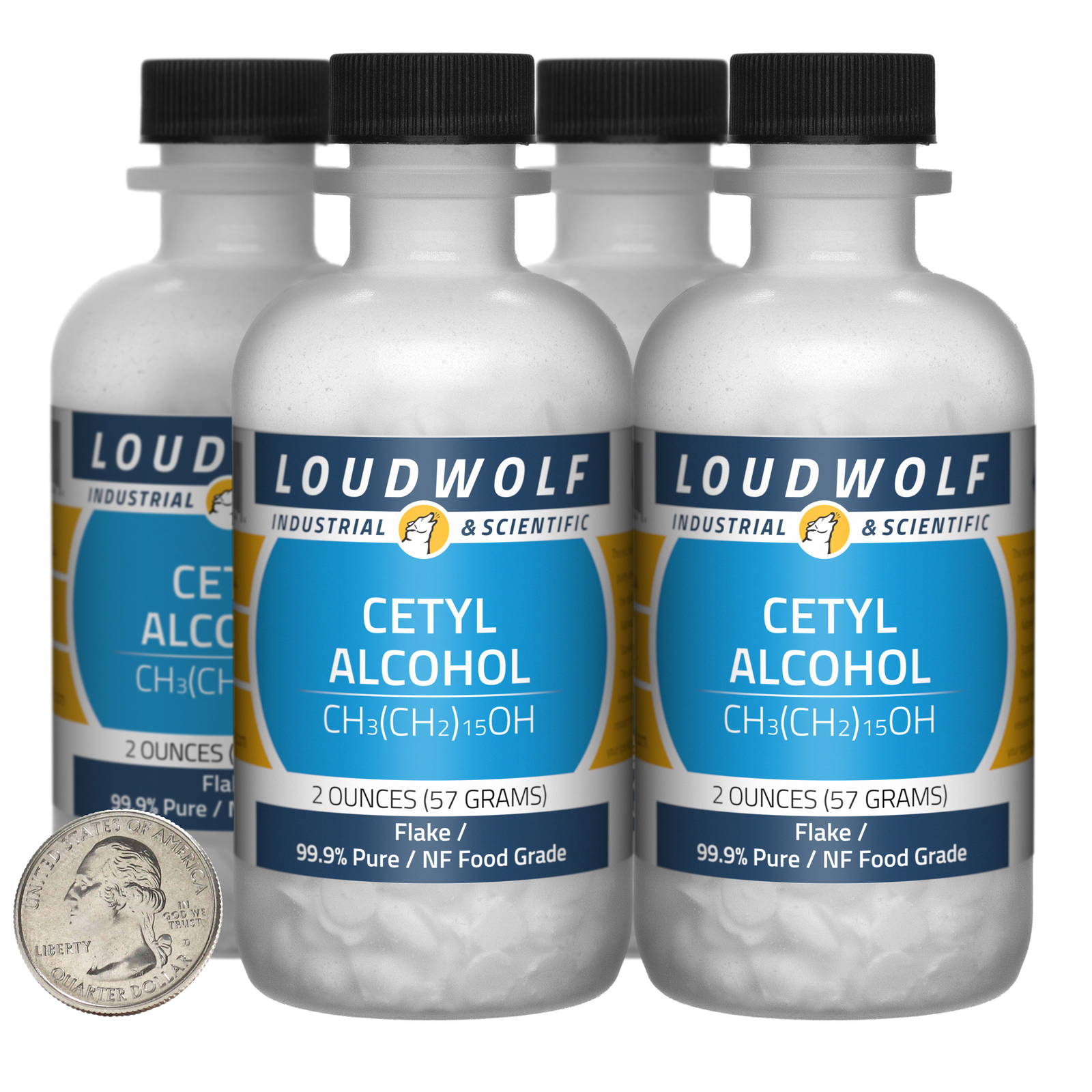 Cetyl Alcohol / 8 Ounces / 4 Bottles / 99.9% Pure NF Food Grade / Flake / USA