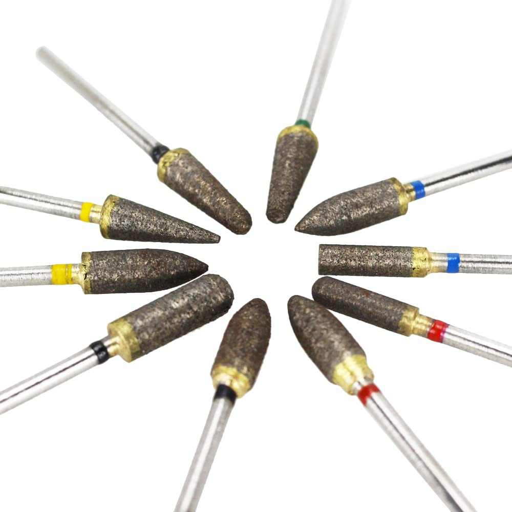 10Pcs Sintered Diamond Grinding Bur Drill Bit Diamond Bur Set with 3/32″ Shank U