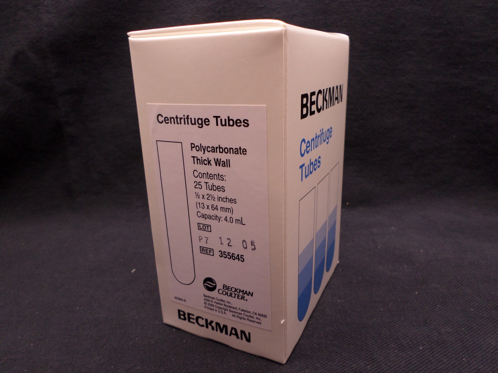 Beckman Coulter 4mL Polycarbonate Thick Wall Centrifuge Tubes 13 x 64mm 25/Pack