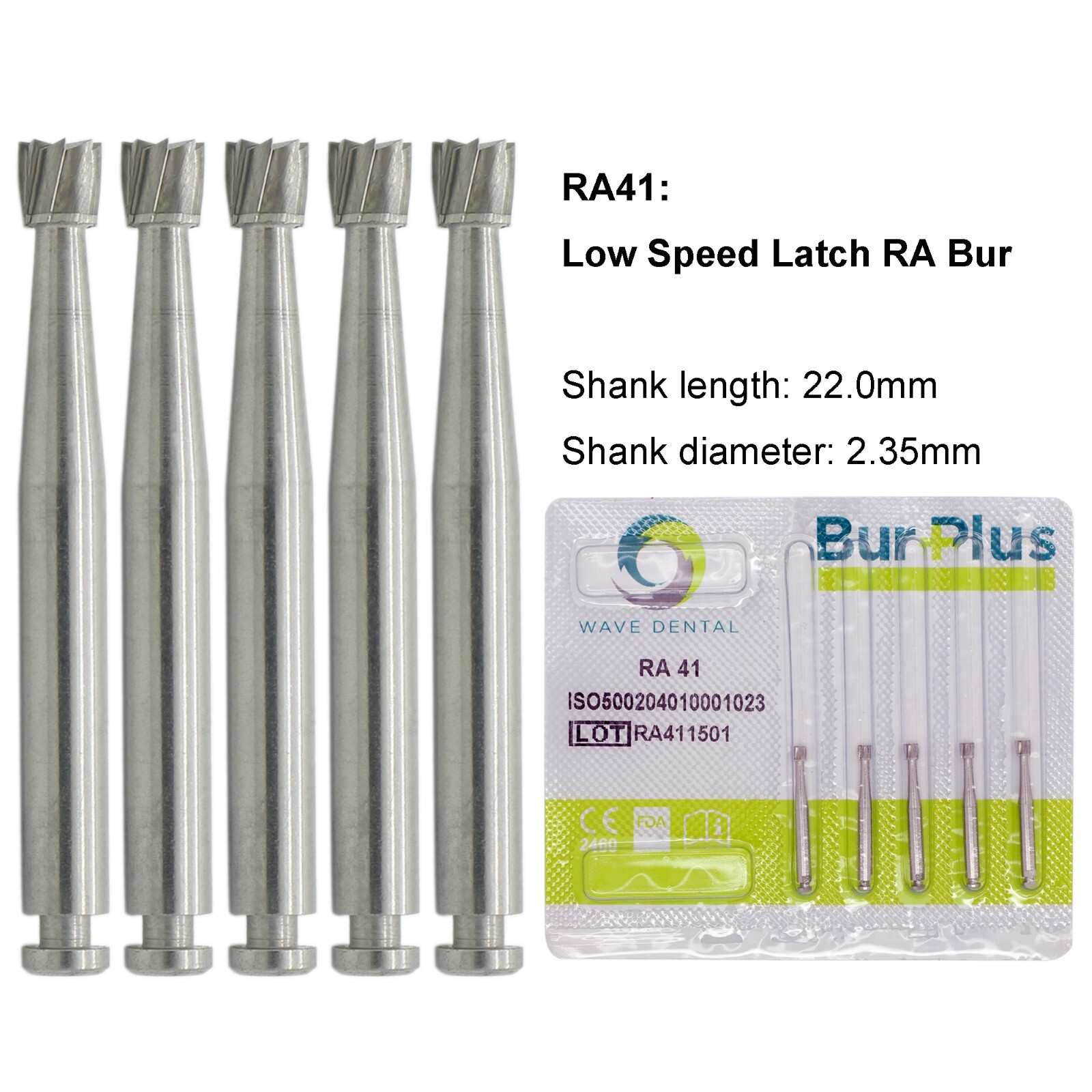 US WAVE Dental Carbide Burs Latch RA 41 Inverted Cone Head For Slow Speed Prima