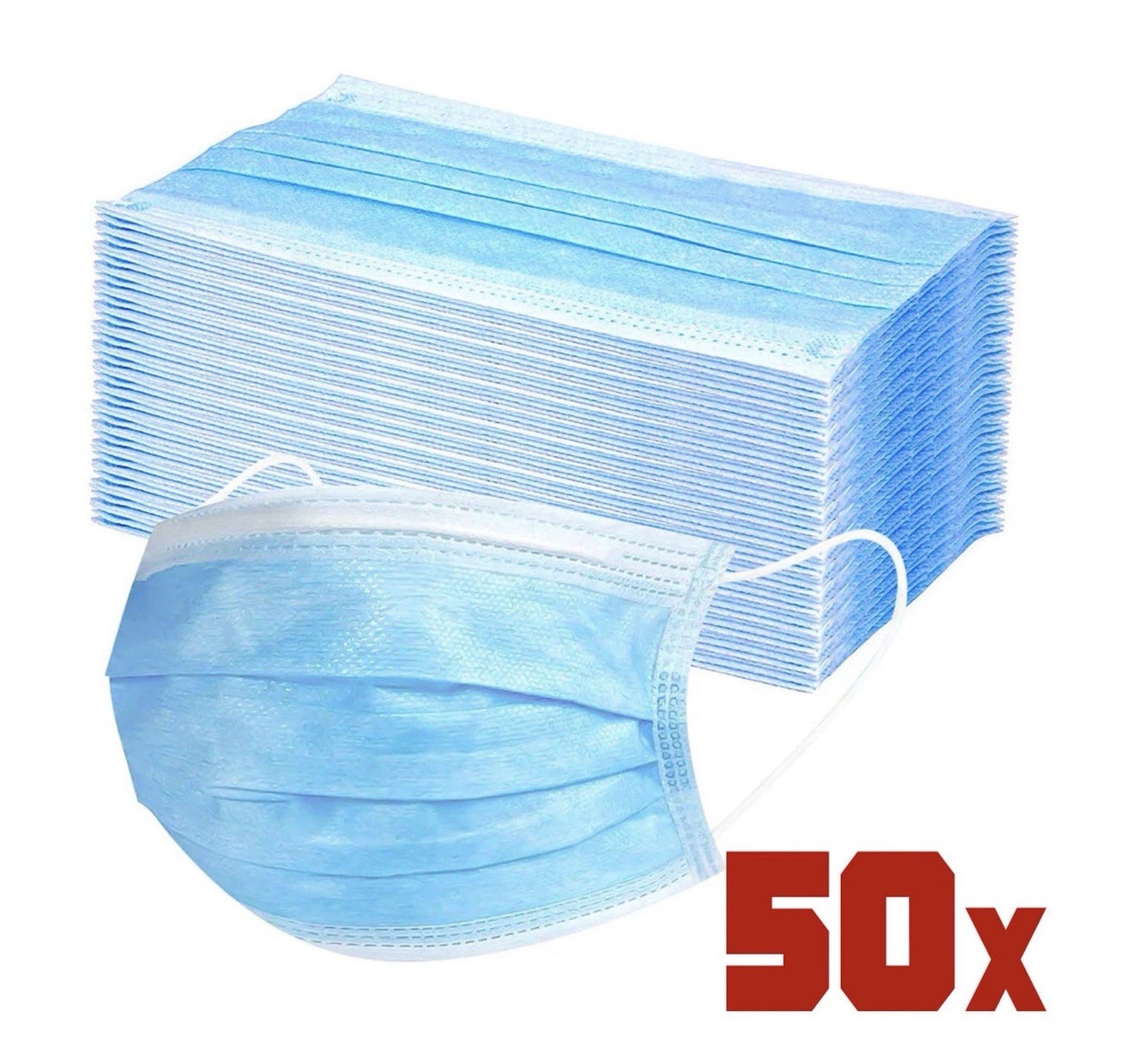 50 PCS 3-Ply Disposable Face Mask Protective Ear Loop Non Medical Mouth Cover