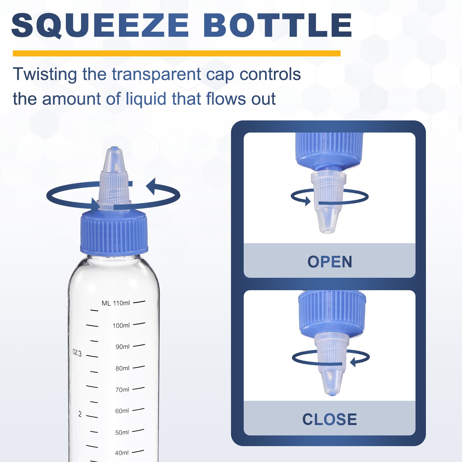 9 Pcs 230ml (8oz) Plastic Dispensing Bottle with Twist Cap, Transparent/Blue