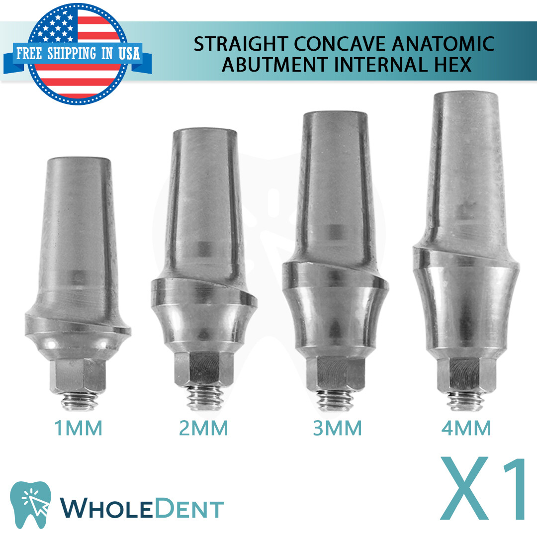 1x Straight Anatomic Concave Abutment Int Hex 2.42mm Dental Instrument Tool