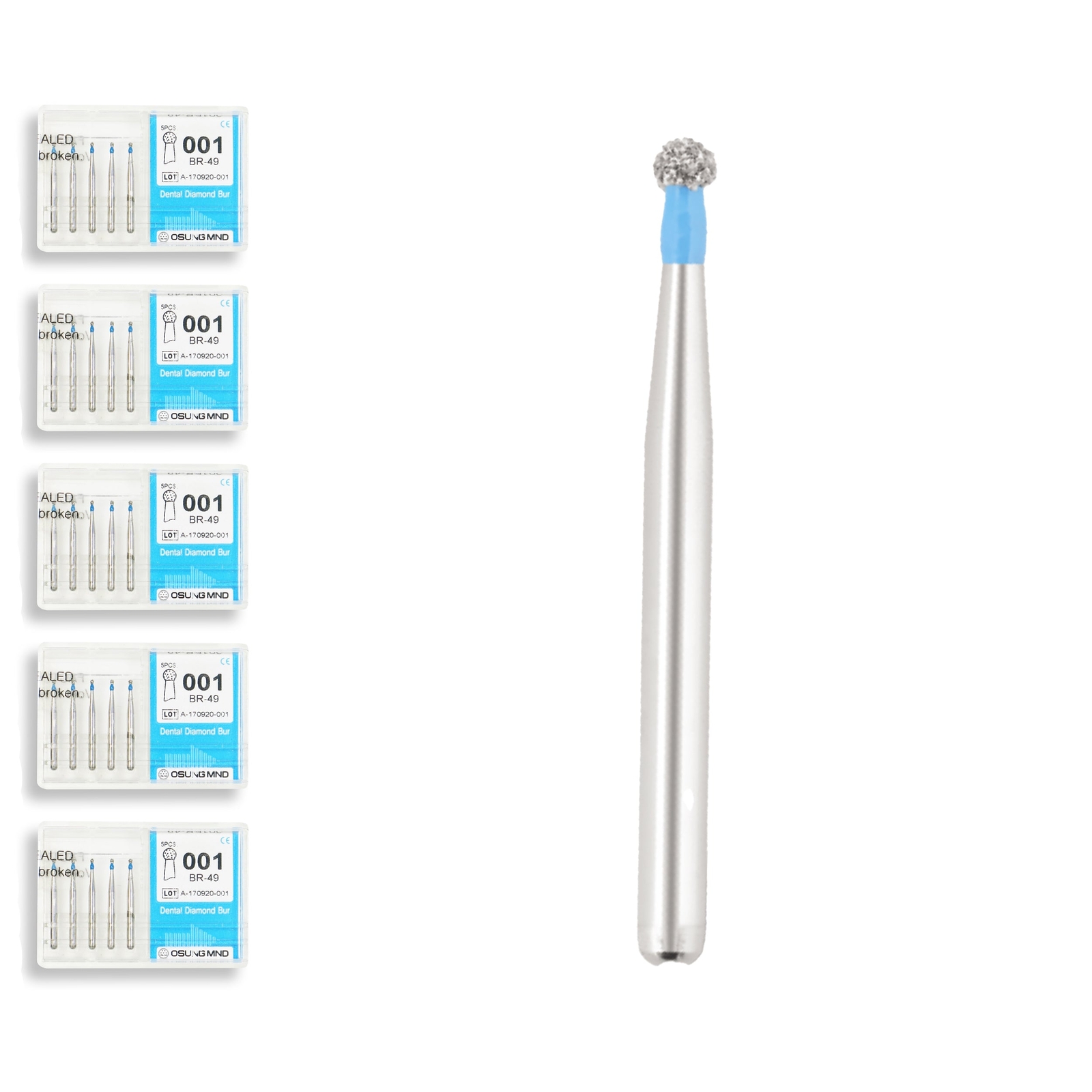 Spherical 0.8 mm Dia. Medium Grit Diamond Dental Bur 25 Pcs. 001.8M1