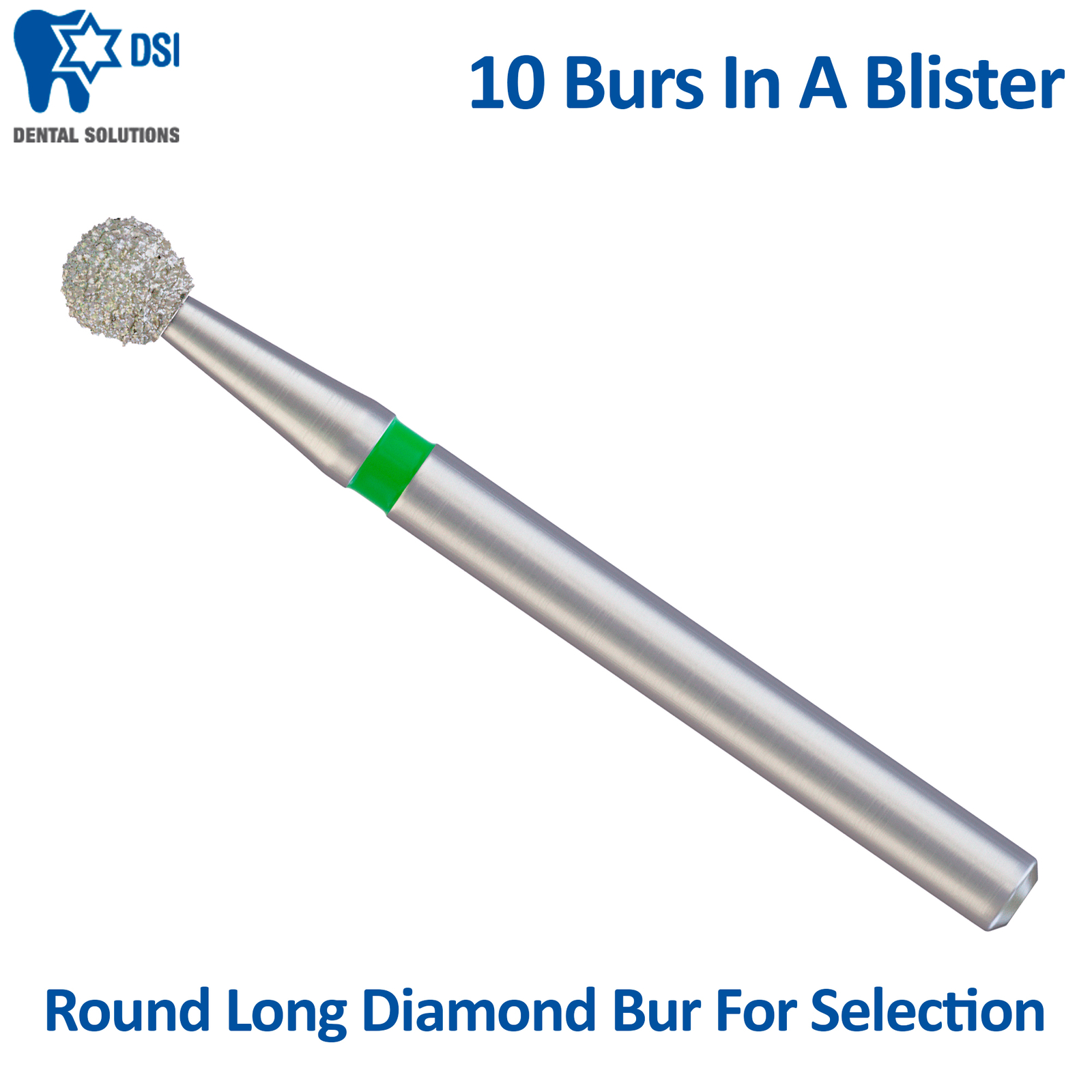 DSI Dental FG Diamond Burs Drill High Speed Handpiece Round Ball Long 10Pcs Pack