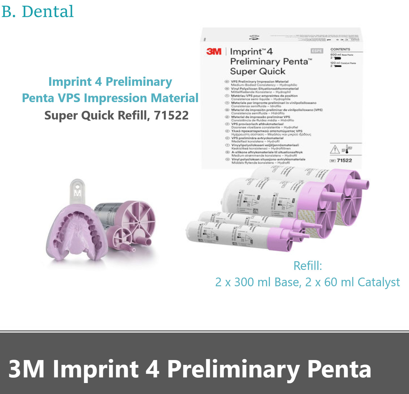 3M Imprint 4 Preliminary Penta VPS Impression Material Super Quick 2/Pack, 71522
