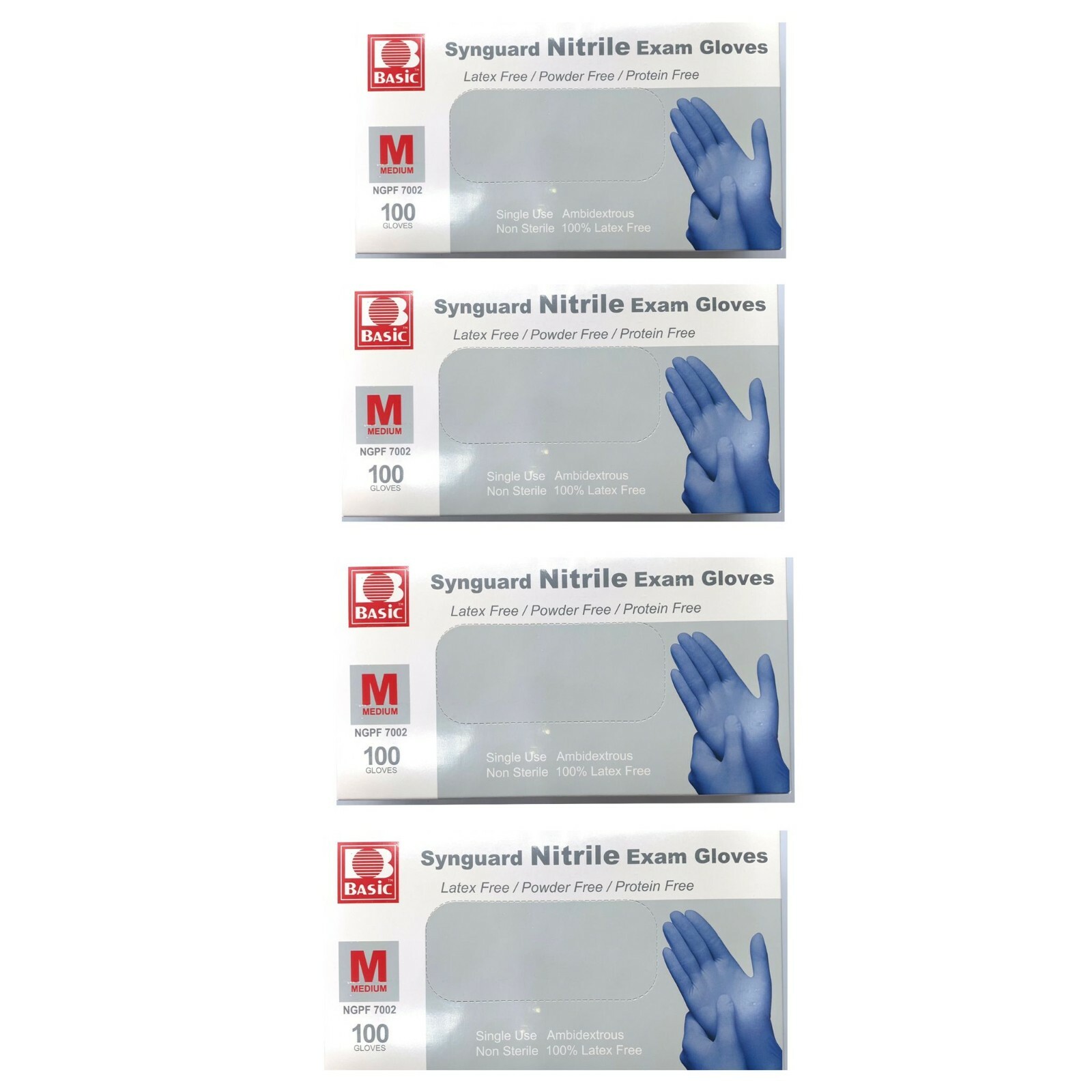 Synguard Nitrile Exam Gloves Powder-Free Blue medium (4x 100/Bx)