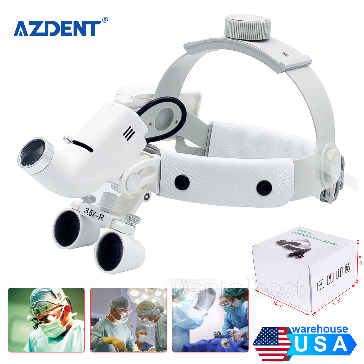Dental Surgical Binocular Loupe Magnifier Glasses 3.5X-R Medical LED Head Light