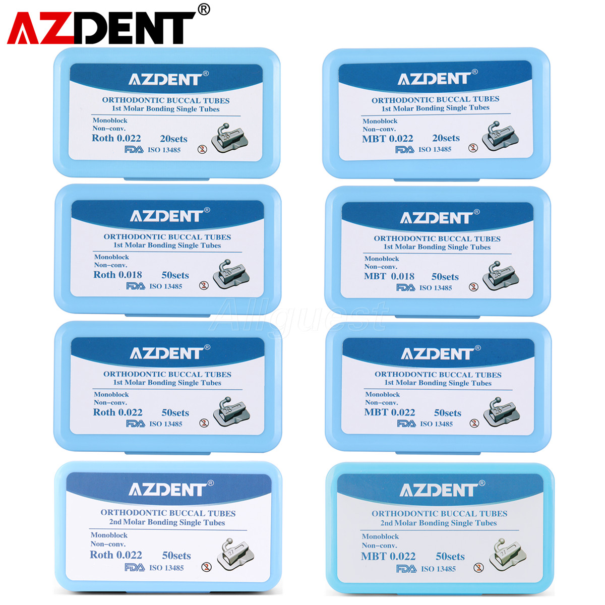 AZDENT Dental Orthodontic Buccal Tube 1st 2nd Molar Tube Roth MBT 022/018 MIM