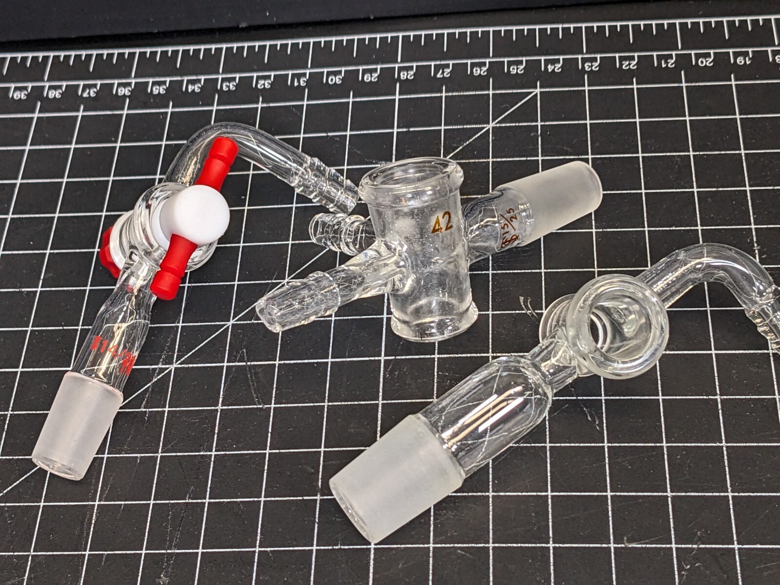LOT Synthware Pyrex Vacuum Take-Off Valve Stopcock Adapters 14/20 15/25 19/22