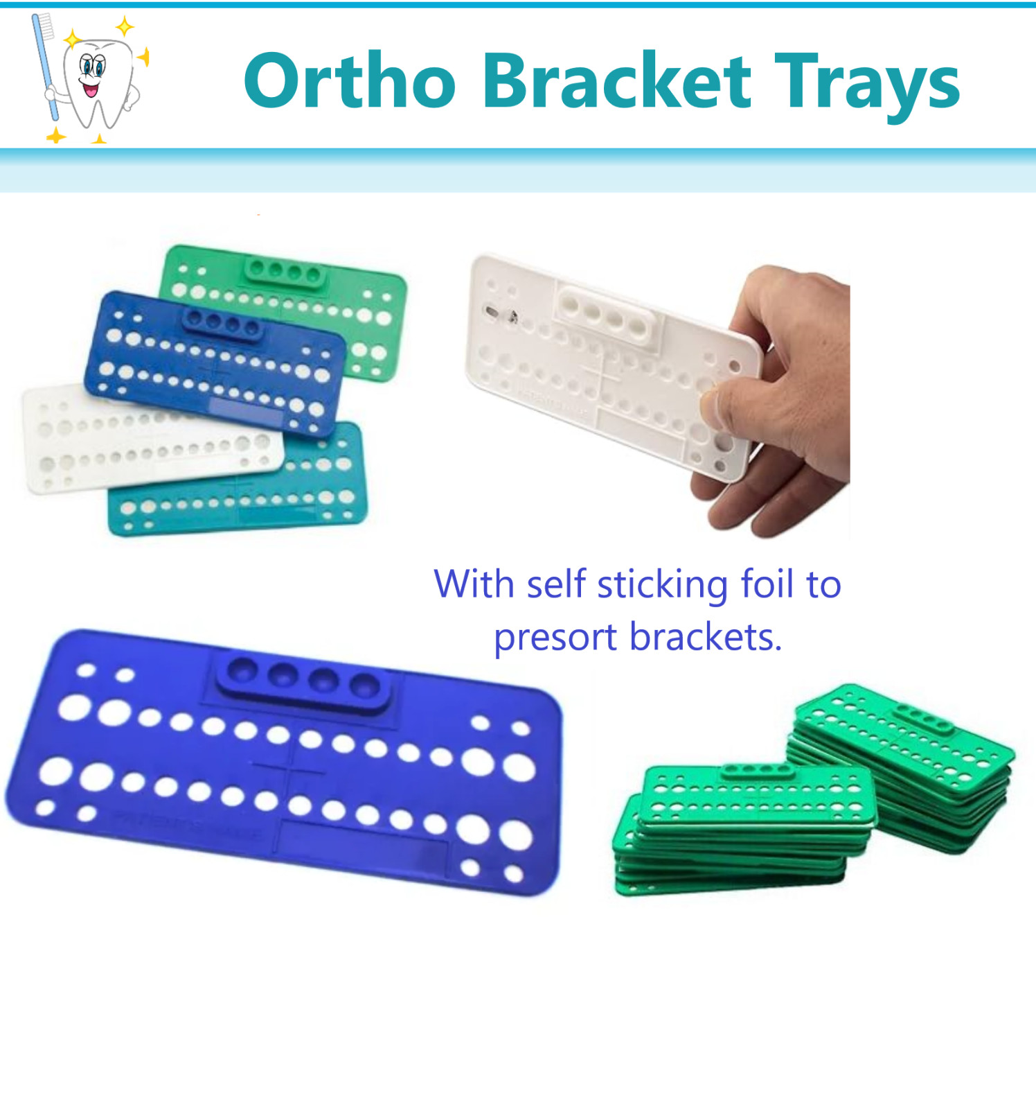 Dental Ortho Bracket Trays Upto 50pcs Ortho Bracket Trays – Choose Colors
