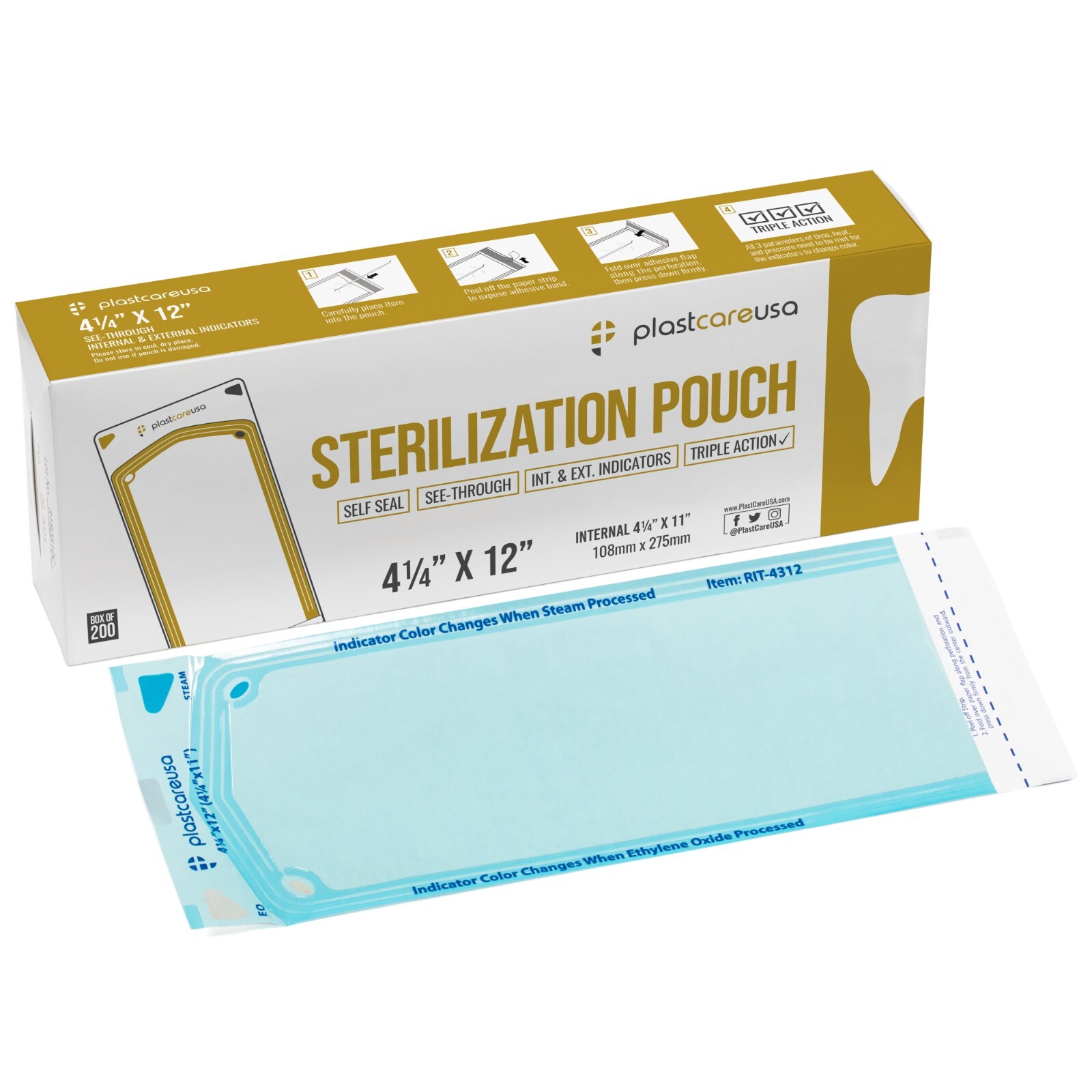 4.25″ x 11″ Self-Sealing Sterilization Pouches for Autoclave (Choose Quantity)