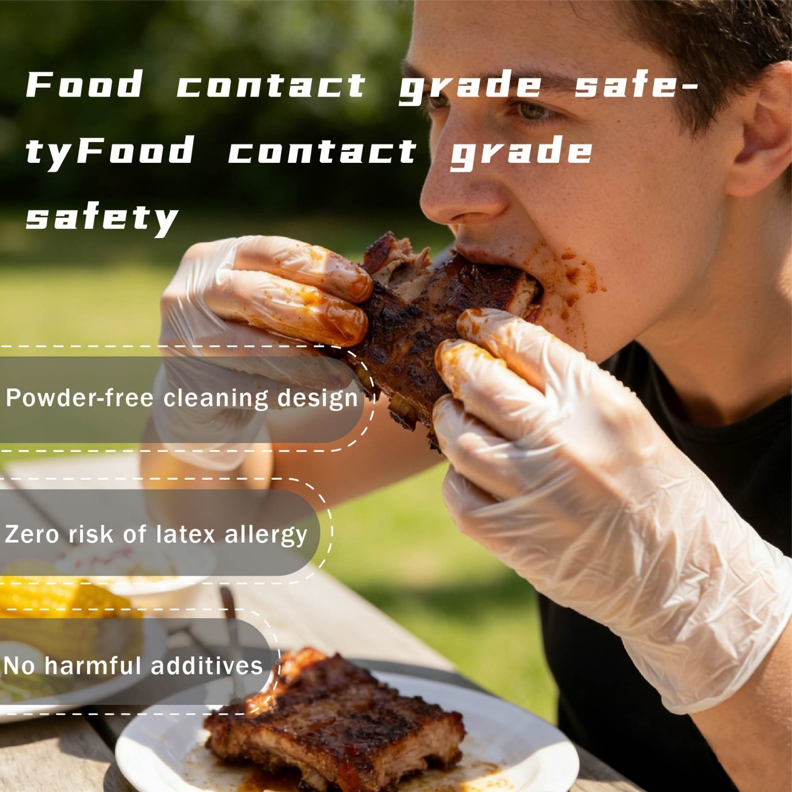 200 Pcs TPE Disposable Gloves Stretchy Food Prep Handling BPA Latex Free Size L