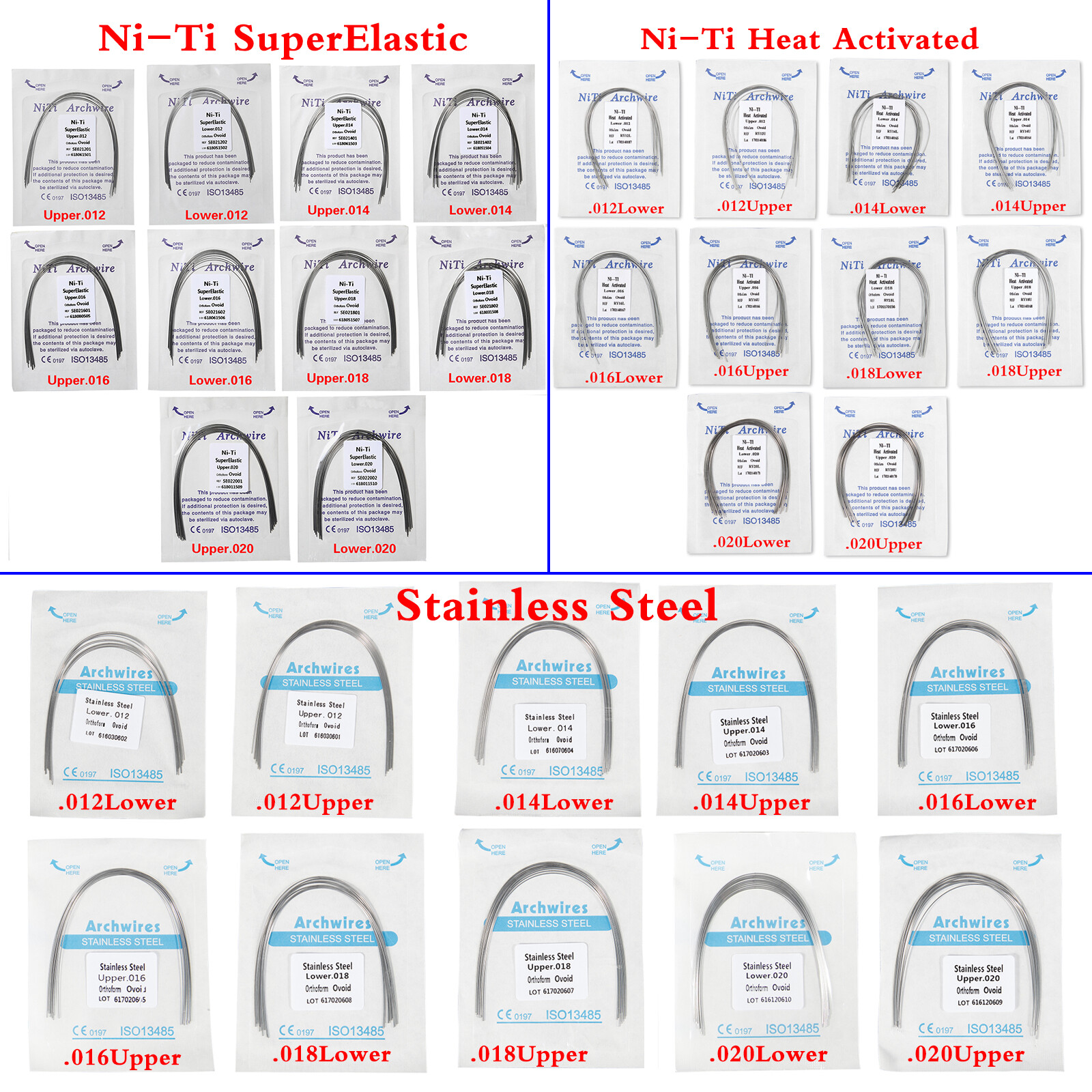 Dental Arch Wire Super Elastic Niti / Stainless Steel Round / Rectangular Rs