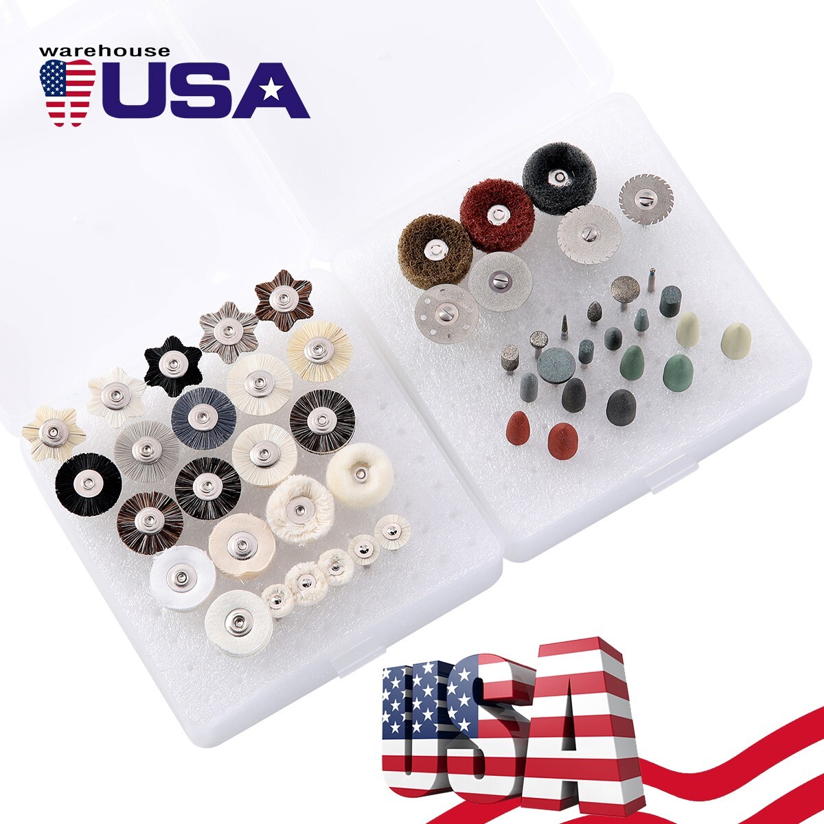 51pcs Dental Diamond Burs Discs Silicon Felt Wheel Polishing Brushs HP Polishers