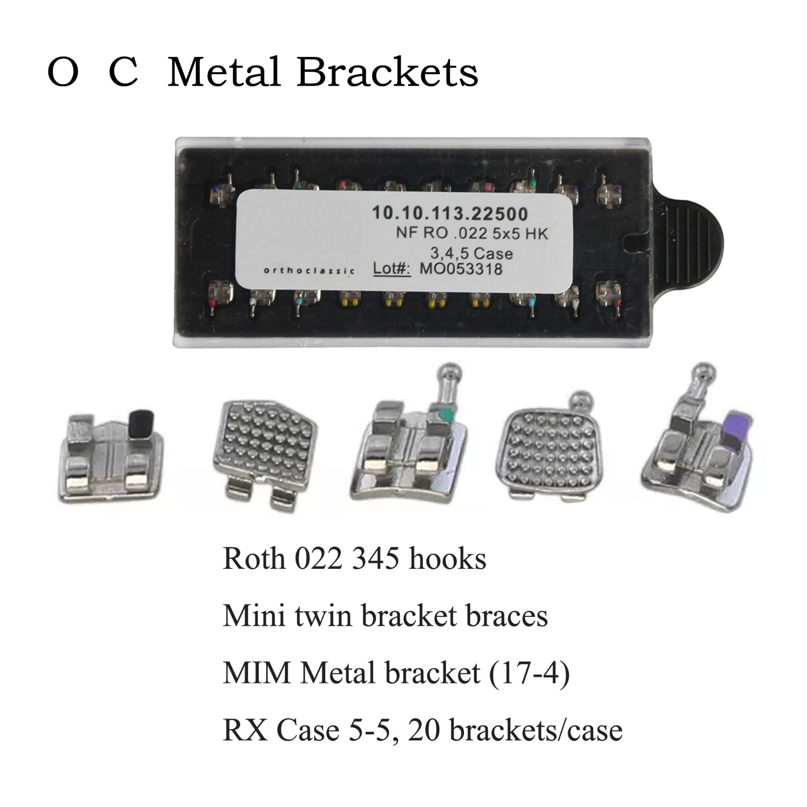 Dental Orthodontic Mini Brackets Metal Braces Roth MBT 022 345 Hooks MIM 5-5