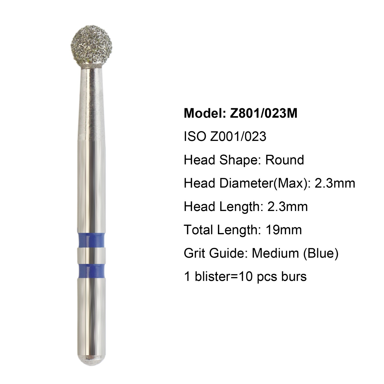 Dental Diamond Burs Zirconia Cutter FG Football Ball Round End Taper Cylinder