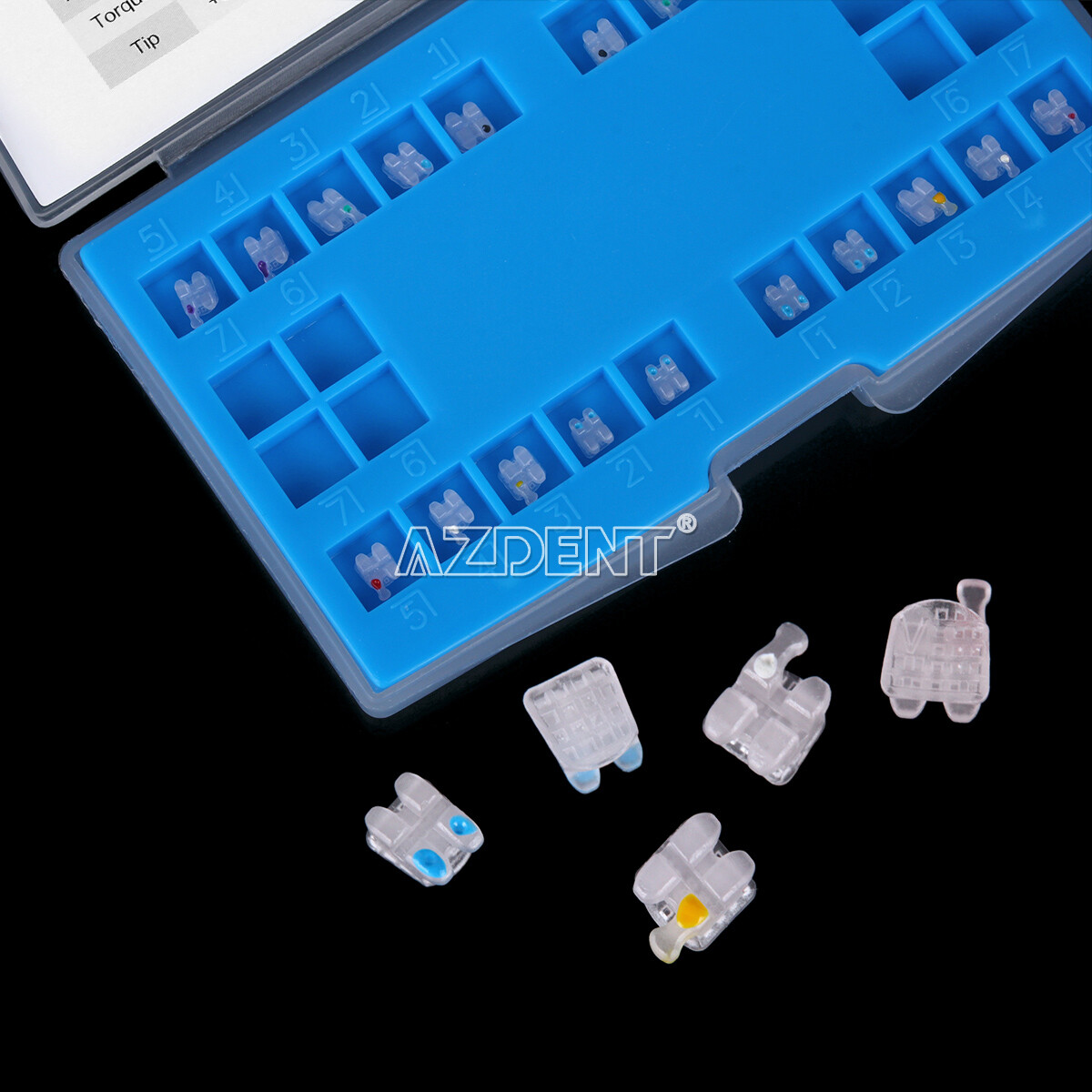 AZDENT Dental Orthodontic Ceramic Brackets Brace Roth MBT.022/018 Hooks 345