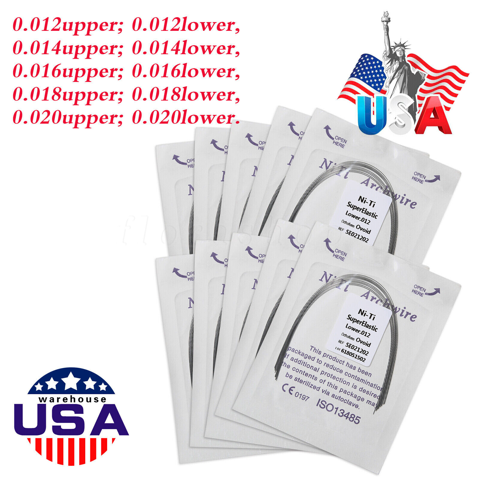 10 packs Arcos de Dental Ortodoncia Redondos Niti Arco de Alambre Su Arch Wire