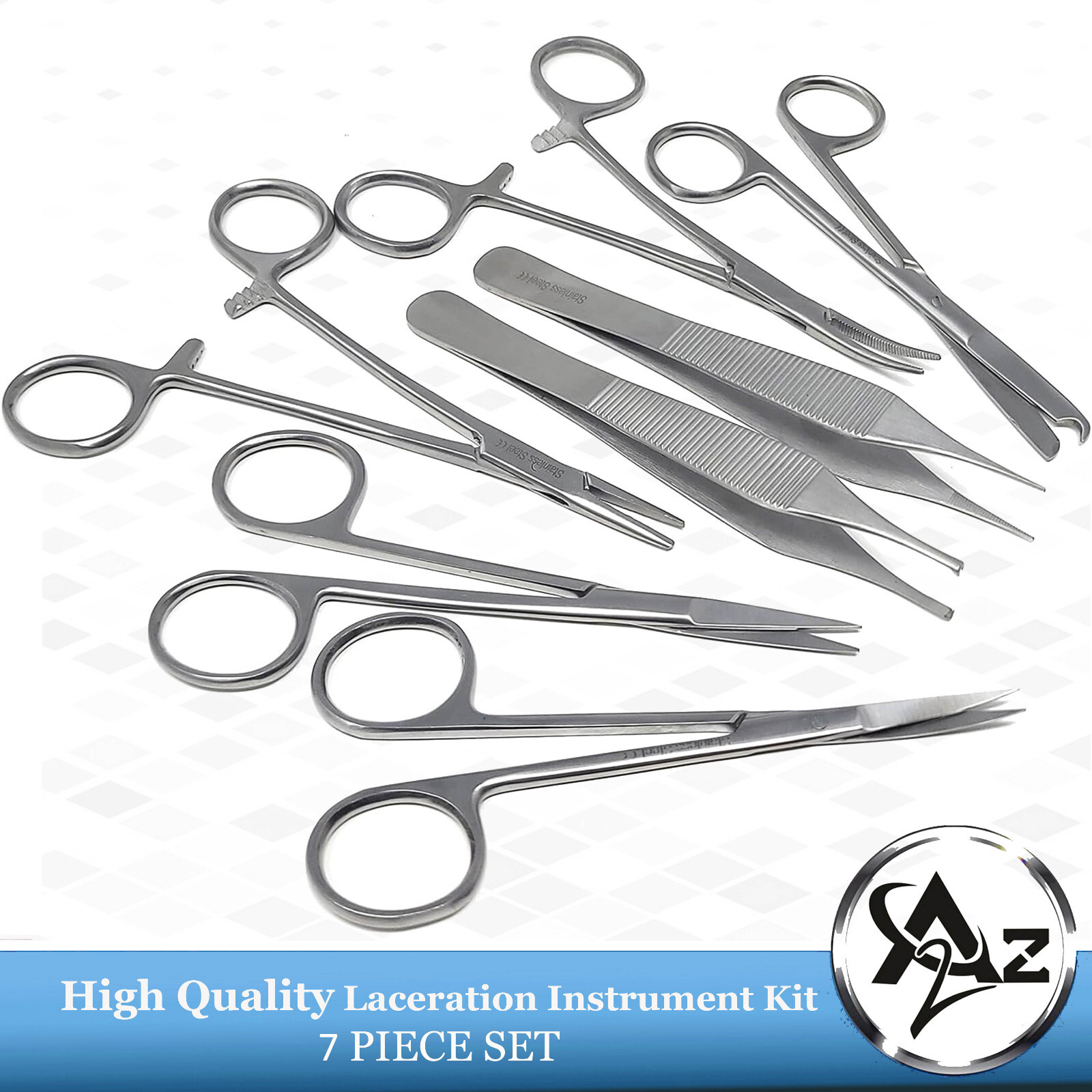 7 Medical Suture Training Kit First Aid Dissecting Suturing Forceps Scissors Set