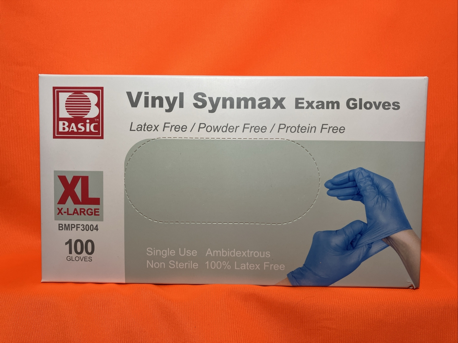 Basic Synmax Vinyl Exam Gloves, 100 Box X-Large Latex Free Powder Free